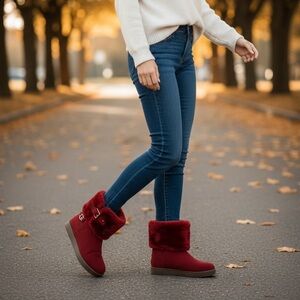 GBG Los Angeles Burgundy Ankle Booties